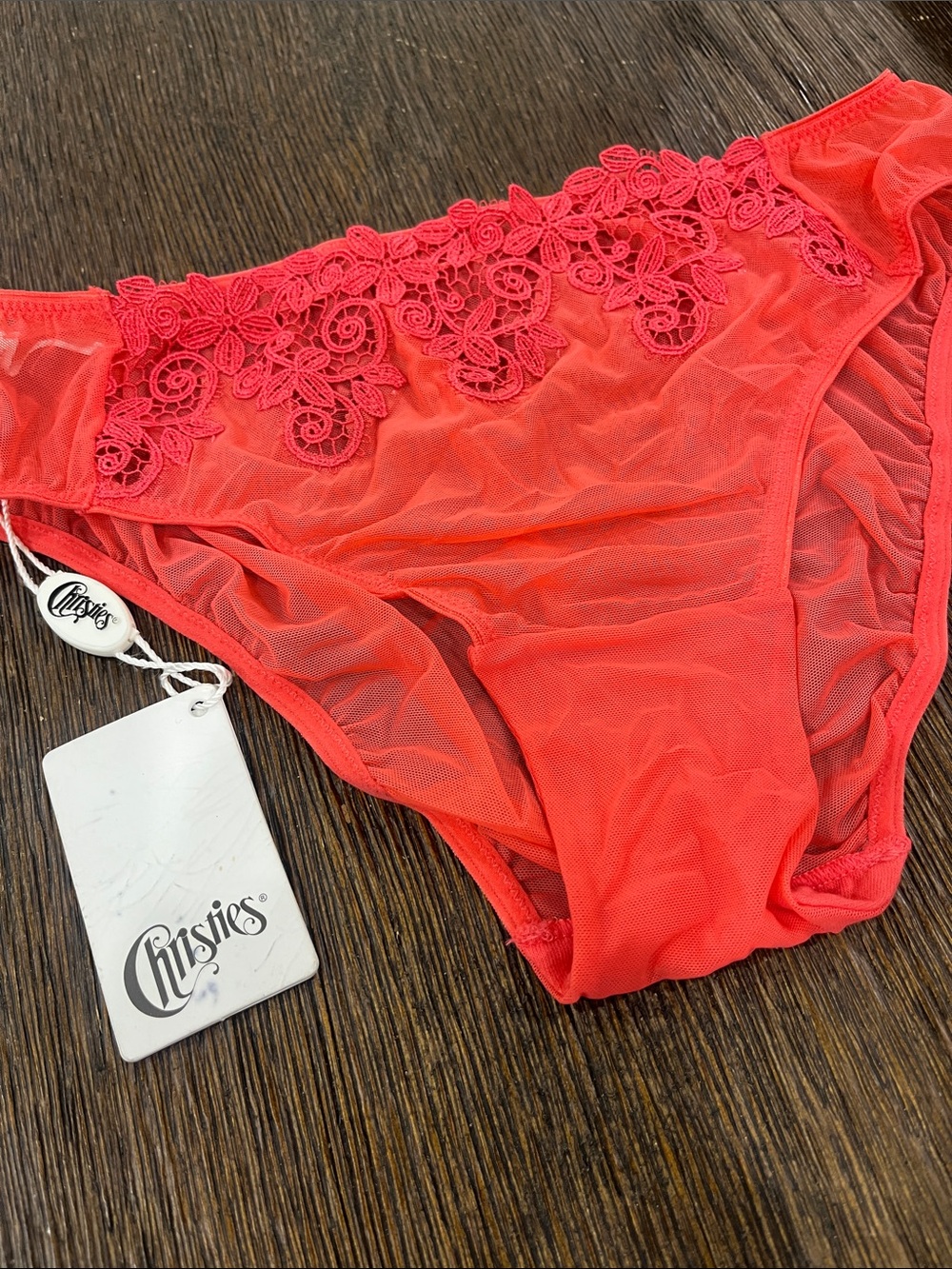 Christies Coral Lace Trim Bikini Briefs size xl
